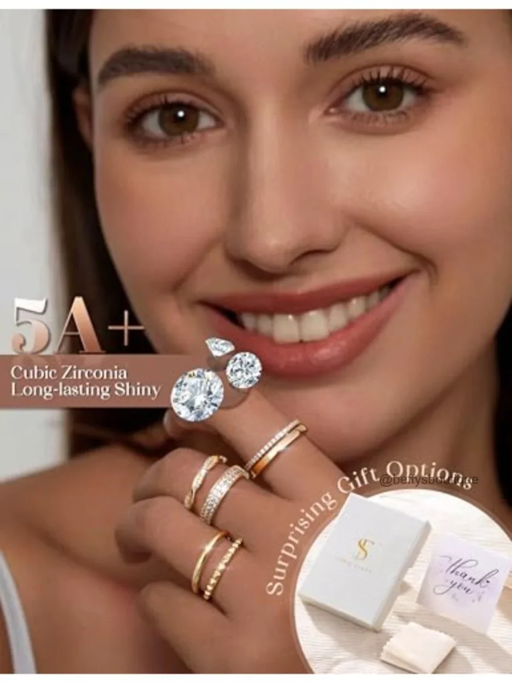 Non Tarnish Gold Plated Stacking Rings for Women, Thin Chunky Bands Set 2-4mm